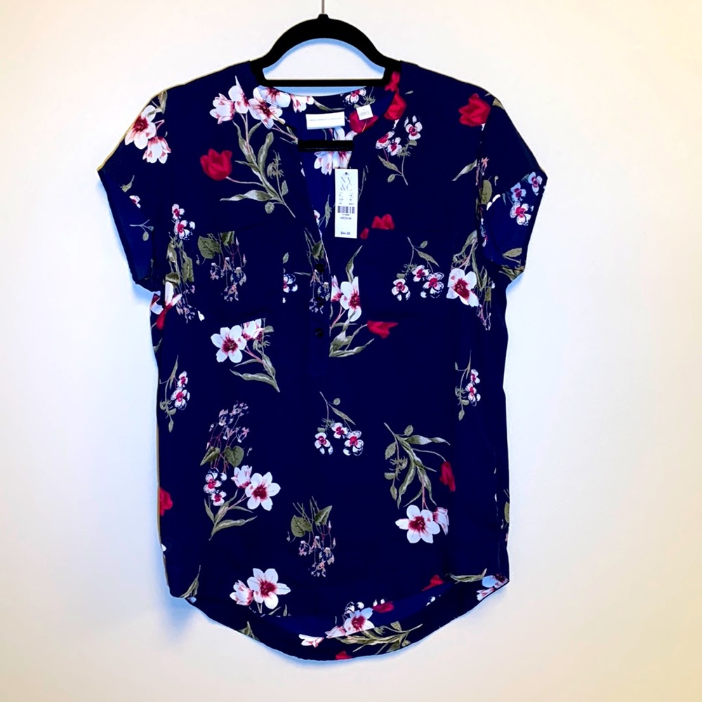 New York & Company, Navy Floral, Blouse.  Medium.  NWT!